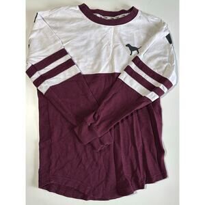 Pink Victoria's Secret Sweatshirt Womens XS Purple & White Crew Neck Long Sleeve